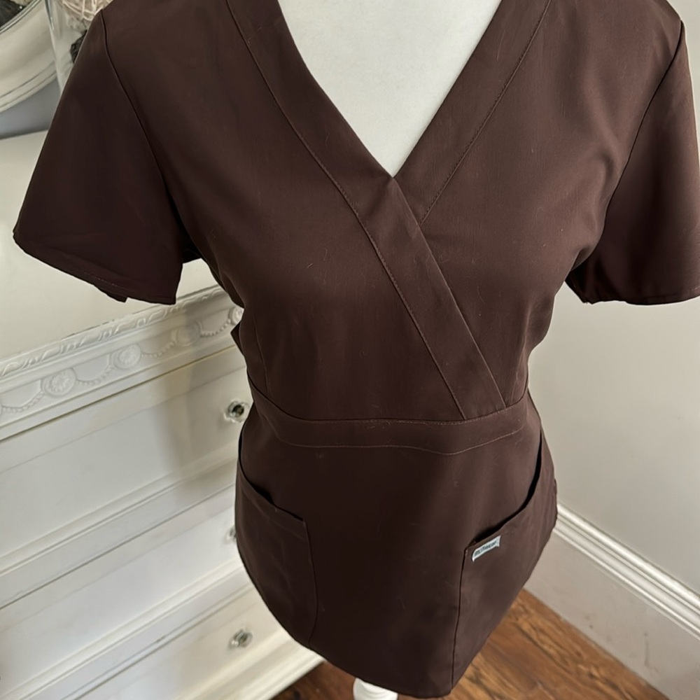 Women's Grey's Anatomy Professional Wear by Barco Brown color Scrub Top
